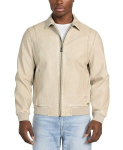 �Q�X �����Y �A�E�^�[ �W���P�b�g�E�u���]�� ���U�[ �W���P�b�g GUESS Men's Aviator Relaxed-Fit Faux-Leather Bomber Jacket Pearl/beige Combo �p�[��