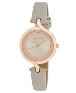 [AVC fB[X ANZT[ rv U[ Laura Ashley Women's Quartz Gray Leather Watch 30mm Rose Gold S[h
