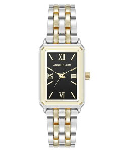 ANC fB[X ANZT[ rv Anne Klein Women's Quartz Rectangular Estate Two-Tone Metal Alloy and Black Dial Watch 25mm Black Silver-Tone Gold-Tone ubN