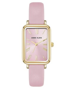 ANC fB[X ANZT[ rv U[ Anne Klein Women's Quartz Rectangular Pink Polyurethane Leather and Gold-Tone Metal Alloy Watch 23mm Pink Gold-Tone sN