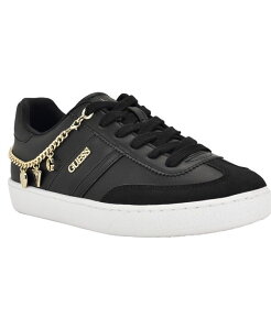 QX fB[X V[Y Xj[J[ [X GUESS Women's Naoko Charms Lace-Up Court Sneakers Black ubN