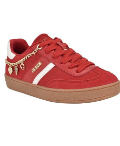 QX fB[X V[Y Xj[J[ [X GUESS Women's Naoko Charms Lace-Up Court Sneakers Red bh
