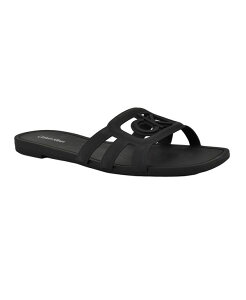 yz JoNC fB[X T_ V[Y Women's Yoana Logo Slip-On Flat Sandals Black