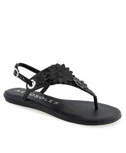 �G�A���\�[���Y ���f�B�[�X �V���[�Y �T���_�� Aerosoles Women's Connie Round Toe Flat Sandals Black Faux Leather �u���b�N