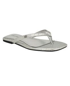 �J���o���N���C�� ���f�B�[�X �V���[�Y �T���_�� Calvin Klein Women's Stelea Flat Thong Sandals Silver Croco �V���o�[