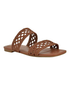 JoNC fB[X V[Y T_ Calvin Klein Women's Florency Woven Slip-On Flat Sandals Cognac