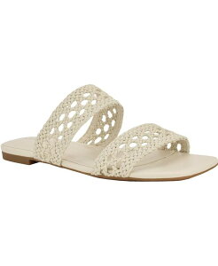 JoNC fB[X V[Y T_ Calvin Klein Women's Florency Woven Slip-On Flat Sandals Ivory AC{[