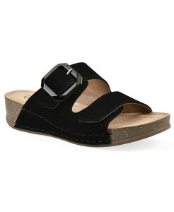 �z���C�g�}�E���e�� ���f�B�[�X �V���[�Y �T���_�� White Mountain Women's Fearful Slip-On Wedge Sandals Black Suede �u���b�N