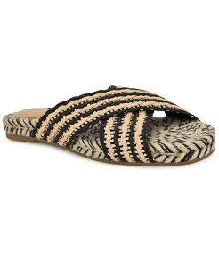 iCEFXg fB[X V[Y T_ Nine West Women's Animay Woven Slip-On Flat Sandals Black/Natural ubN
