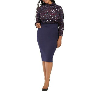 �G���N�C ���f�B�[�X �{�g���X �X�J�[�g �v���X�T�C�Y ELOQUII Plus Size Neoprene Pencil Skirt Ocean cavern