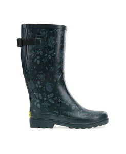 yz EGX^`[t fB[X u[cECu[c V[Y Women's Feminine Floral Wide Calf Tall Rain Boot Slate
