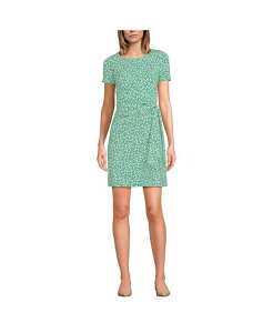 �����Y�G���h ���f�B�[�X �g�b�v�X �����s�[�X �~�j�����s�[�X �~�j �R�b�g�� Lands' End Women's Short Sleeve Cotton Modal Wrap Mini Dress Vibrant clover blossoms