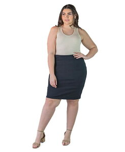 24 �Z�u���R���t�H�[�g ���f�B�[�X �{�g���X �X�J�[�g �Ђ��� �v���X�T�C�Y 24seven Comfort Apparel Plus Size Solid Color Elastic Waist Knee Length Pencil Skirt Black �u���b�N