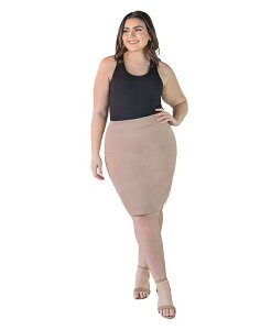 24 �Z�u���R���t�H�[�g ���f�B�[�X �{�g���X �X�J�[�g �Ђ��� �v���X�T�C�Y 24seven Comfort Apparel Plus Size Solid Color Elastic Waist Knee Length Pencil Skirt Mocha ���J