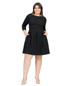 24 �Z�u���R���t�H�[�g ���f�B�[�X �g�b�v�X �����s�[�X �v���X�T�C�Y 24seven Comfort Apparel Plus Size Perfect Fit and Flare Pocket Dress Black �u���b�N