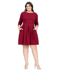 24 �Z�u���R���t�H�[�g ���f�B�[�X �g�b�v�X �����s�[�X �v���X�T�C�Y 24seven Comfort Apparel Plus Size Perfect Fit and Flare Pocket Dress Burgundy �o�[�K���f�B