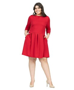24 �Z�u���R���t�H�[�g ���f�B�[�X �g�b�v�X �����s�[�X �v���X�T�C�Y 24seven Comfort Apparel Plus Size Perfect Fit and Flare Pocket Dress Red ���b�h