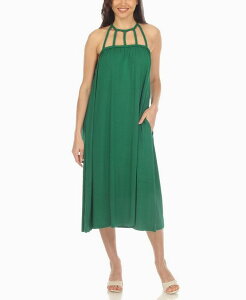 �z���C�g�}�[�N ���f�B�[�X �g�b�v�X �����s�[�X �~�f�B�����s�[�X �~�f�B White Mark Women's Braided Strap Midi Dress Green �O���[��