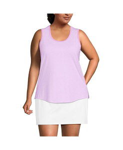 �����Y�G���h ���f�B�[�X �g�b�v�X �V���c �v���X�T�C�Y �m�[�X���[�u Lands' End Plus Size Sleeveless Power Performance Scoop Neck Curved Hem Tunic Tank Wild lilac pinstripe ���C���b�N