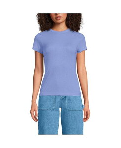 �����Y�G���h ���f�B�[�X �g�b�v�X �V���c �~�j T�V���c Lands' End Women's Drapey Rib Fitted Short Sleeve Mini T-Shirt Light periwinkle