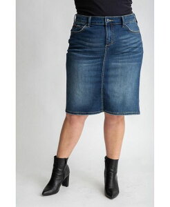 �X�����N ���f�B�[�X �{�g���X �X�J�[�g �Ђ��� �v���X�T�C�Y �f�j�� SLINK Jeans Plus Size Denim knee length skirt in 23 length - Virginia No Color �f�j��