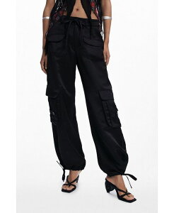 �f�W�O�A�� ���f�B�[�X �{�g���X �J�W���A���p���c �J�[�S�p���c �p���c �T�e�� Desigual Women's Satin cargo pants Black �u���b�N