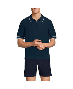 �����Y�G���h �����Y �g�b�v�X �|���V���c �Z�[�^�[ Lands' End Men's Short Sleeve Cooling Zip Sweater Polo Radiant navy �l�C�r�[