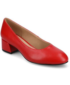 yz Wl RNV fB[X pvX V[Y Women's Saarii Round Toe Block Heel Pumps Red