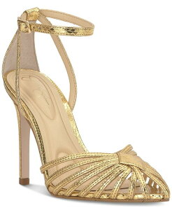�W�F�V�J�V���v�\�� ���f�B�[�X �V���[�Y �p���v�X Jessica Simpson Women's Paveri Huarache Strappy Stiletto Pumps Gold Metallic Snake �S�[���h