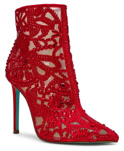 �x�b�c�B�W�����\�� ���f�B�[�X �V���[�Y �u�[�c�E���C���u�[�c Betsey Johnson Women's Bolt Rhinestone Booties Red ���b�h