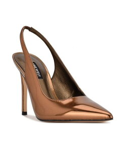 yz iCEFXg fB[X pvX V[Y Women's Feather Slingback Stiletto Pumps Bronze Mirror Metallic