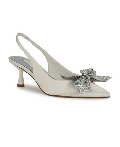 �i�C���E�F�X�g ���f�B�[�X �V���[�Y �p���v�X Nine West Women's Rills Bridal Pointy Toe Dress Slingback Pumps White Satin �z���C�g