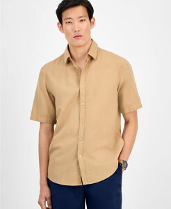 yz At@j Y Vc gbvX Men's Short-Sleeve Solid Textured Shirt Created for Macy's Swiss Mocha