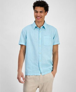 yz TXg[ Y Vc gbvX Men's Blake Linen Chambray Short Sleeve Button-Front Shirt Created for Macy's Island Ocean