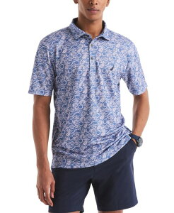 �i�E�e�B�J �����Y �g�b�v�X �|���V���c �v�����g �V���c Nautica Men's Classic-Fit Moisture-Wicking Printed Performance Golf Polo Shirt Coronet Blue �u���[