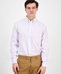 yz Nu[ Y Vc gbvX Men's Regular Fit University Stripe Dress Shirt Created for Macy's Purple Rose