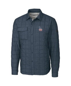 Jb^[AhobN Y AE^[ WPbgEu] Vc WPbg Cutter & Buck Men's Gray Los Angeles Dodgers Americana Rainier Full-Snap Shirt Jacket Gray O[