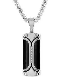 GXN@CA Y ANZT[ lbNXE`[J[Ey_ggbv Esquire Men's Jewelry Diamond Accent Dog Tag 22" Pendant Necklace Black