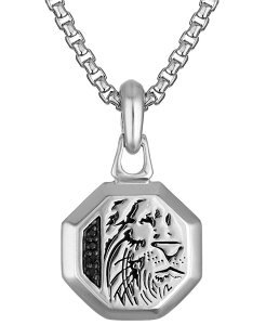 uo Y ANZT[ lbNXE`[J[Ey_ggbv [X Bulova Marc Anthony Men's Black Diamond Lion Head Silhouette Pendant Necklace in Sterling Silver-Plate 24 + 2 extender BVP1057-WSAA No Color u