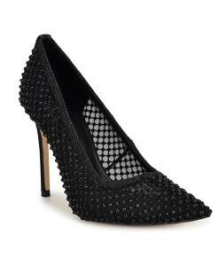 yz iCEFXg fB[X pvX V[Y Women's Fresh Rhinestone Mesh Stiletto Pumps Black Denim Mesh