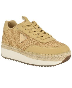 QX fB[X V[Y Xj[J[ vbgtH[ [X GUESS Women's Stefen Lace-Up Platform Espadrille Sneakers Gold Logo S[h