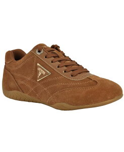 QX fB[X V[Y Xj[J[ XG[h [X GUESS Women's Gabiey Low Profile Suede Lace-Up Sneakers Brown Suede uE