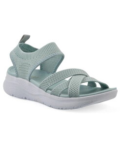�z���C�g�}�E���e�� ���f�B�[�X �V���[�Y �T���_�� White Mountain Women's Charry Round Toe Flat Sandals Cotton Blue Fabric �u���[