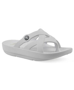 �z���C�g�}�E���e�� ���f�B�[�X �V���[�Y �T���_�� White Mountain Women's Rip Round Toe Flat Sandals White �z���C�g