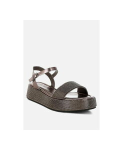 �����h�����O ���f�B�[�X �V���[�Y �p���v�X �T���_�� London Rag Nensis Rhinestone Embellished Flatform Sandals Pewter �s���[�^�[