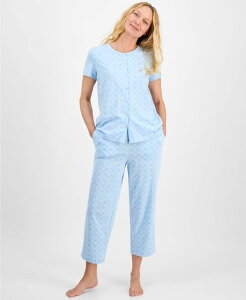 yz `[^[Nu fB[X iCgEFA A_[EFA Women's 2-Pc. Cotton Printed Cropped Pajamas Set Created for Macy's Daint Medallion