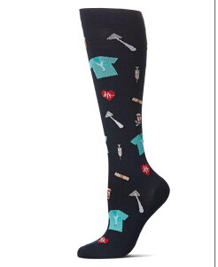 �����C ���f�B�[�X �A���_�[�E�F�A �C�� MeMoi Women's Medical Themed 8-15mmHg Graduated Compression Socks MFY08330 Navy �l�C�r�[