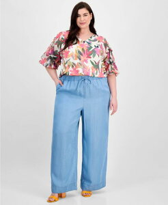 ���B���X�J���[�g ���f�B�[�X �{�g���X �J�W���A���p���c �v���X�T�C�Y �p���c Vince Camuto Plus Size Drawstring-Waist Wide-Leg Pants Indigo �C���f�B�S