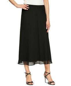 �A���b�N�X�C�u�j���O�X ���f�B�[�X �{�g���X �X�J�[�g �V�t�H�� �~�f�B Alex Evenings Women's Chiffon Pull-On Midi Skirt Black �u���b�N