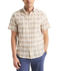 �i�E�e�B�J �����Y �g�b�v�X �V���c Nautica Men's Classic-Fit Plaid Shirt Sail White �z���C�g